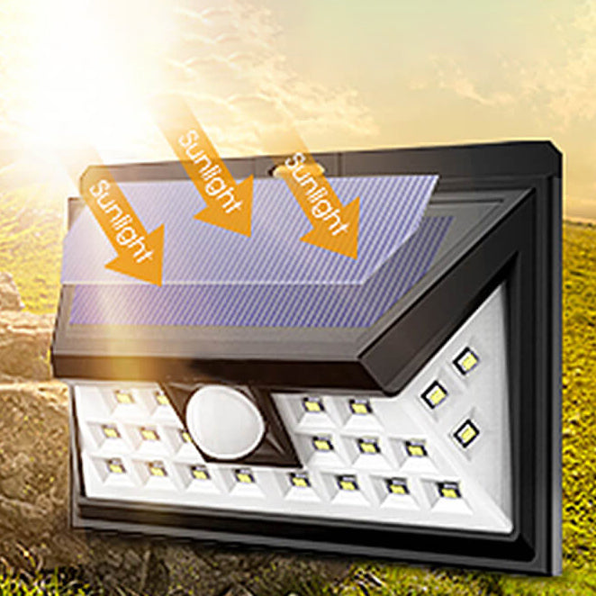 Utendørs solarpanel trapezoid kroppsensor vanntett LED patio vegglampe | Luvikno