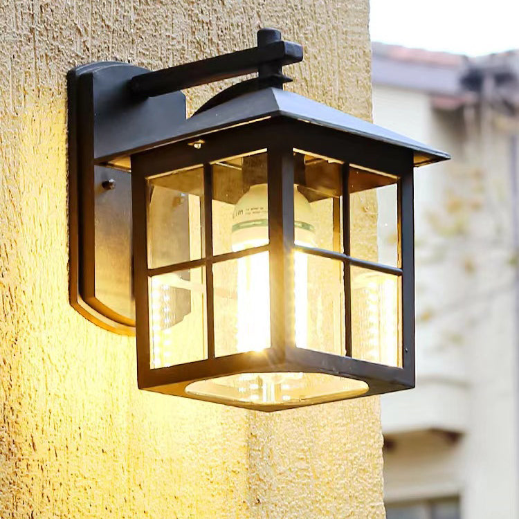 Moderne Enkelhet Vanntett Aluminium Kvadratisk Glass Skjerm 1-Lys Vegglampe For Utendørs Patio | Luvikno