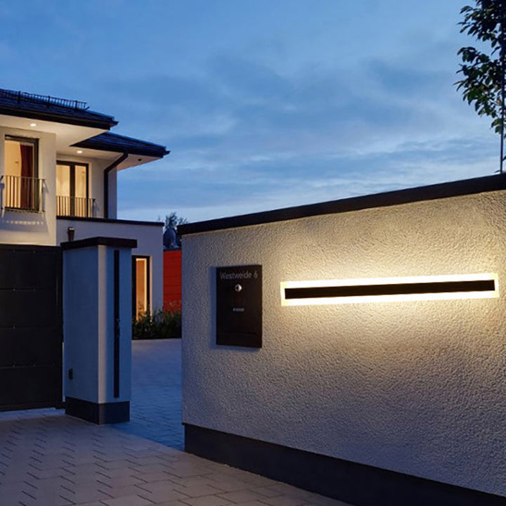 Moderne minimalistisk lang rektangulær aluminium akryl LED vegglampe for hage | Luvikno