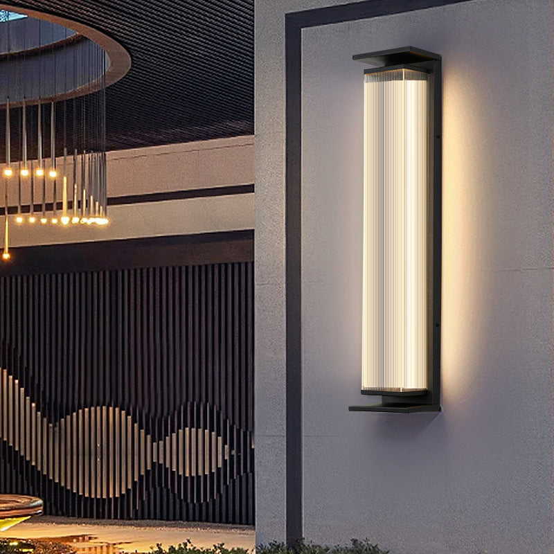 Moderne Minimalistisk Vanntett Rektangulær Rustfritt Stål Akryl LED Vegglygte Lampe For Utendørs Patio | Luvikno