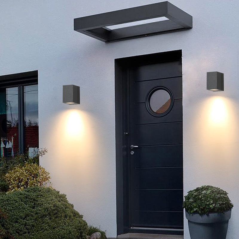 Moderne Industriell Rektangulær Aluminium 1-Lys Utendørs Vegglampe For Hage | Luvikno