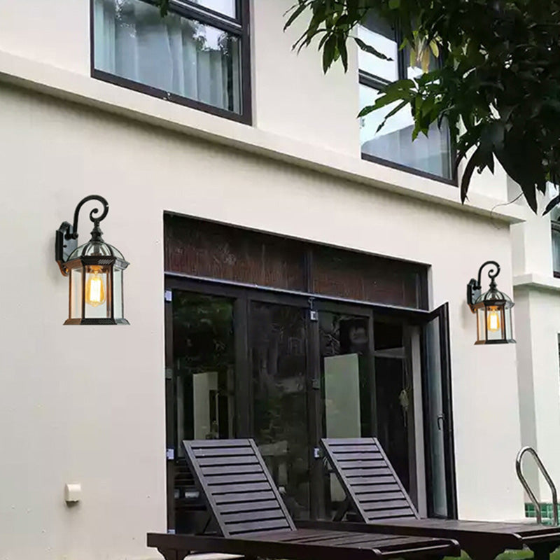 Tradisjonell europeisk vanntett aluminiums glass heksagonal prisme 1-lampe vegglampe for hagen | Luvikno