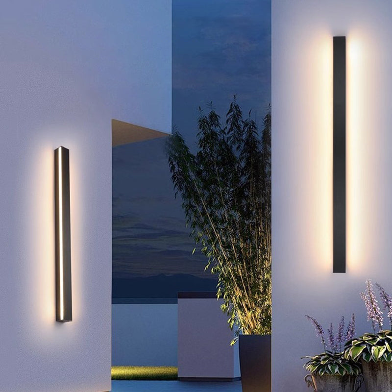 Moderne minimalistisk lang rektangulær aluminium akryl LED vegglampe for hage | Luvikno