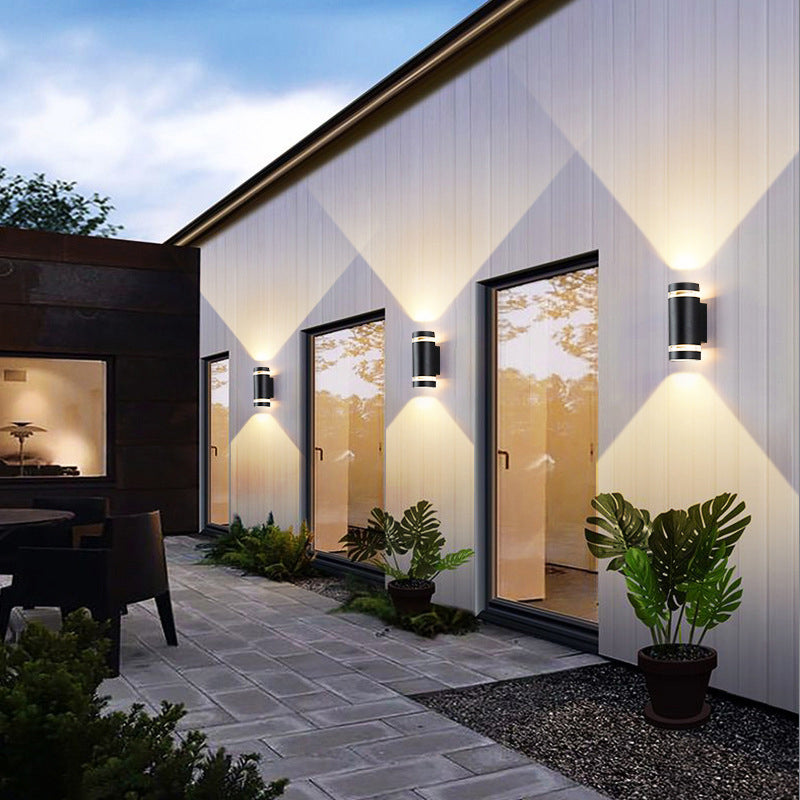 Samtidig industriell vanntett aluminiumsylinder LED opp og ned lyssterk spotlight vegglampe for utendørs terrasse | Luvikno