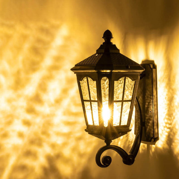 Europeisk utendørs lantern aluminium glass vanntett 1-lys vegglampe | Luvikno