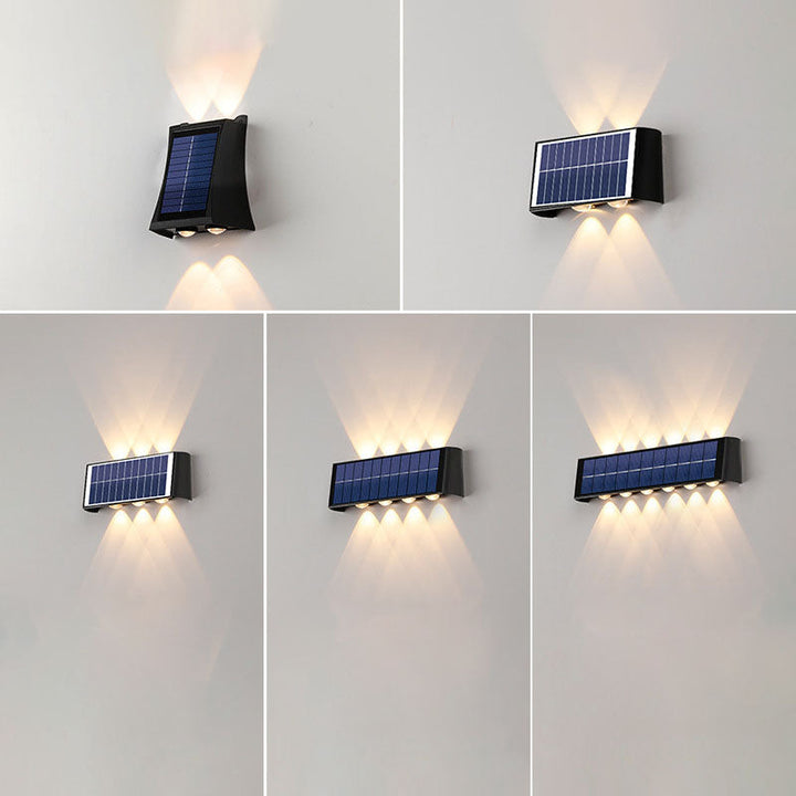 Luvikno | Lumiora Moderne Solar-LED Vegglampe for Utebruk | Rektangulært Design | IP56 Vanntett | Ulike Størrelser og Lys Intensiteter