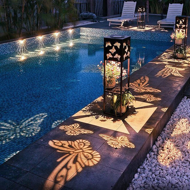 Solar Butterfly Light Shadow Square Shelf Planter Light Garden Decorative Outdoor Waterproof Patio Outdoor Light | Luvikno