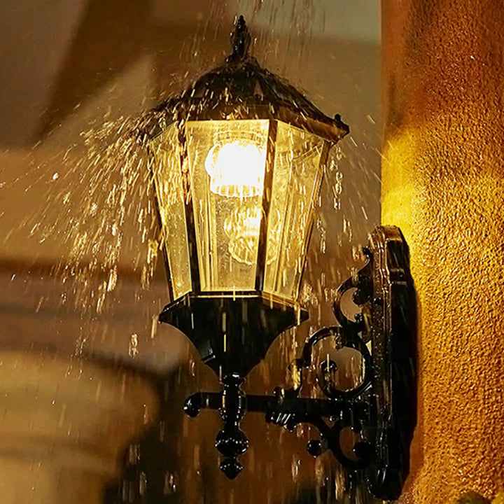 Tradisjonell europeisk aluminium glass LED sol vanntett vegglampe for utendørs patio | Luvikno