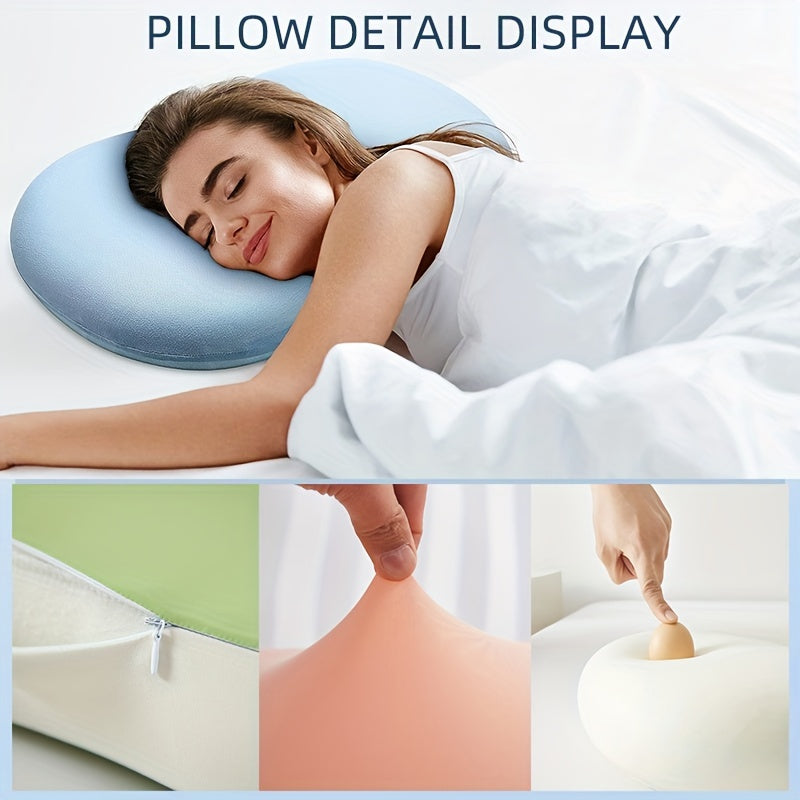 1pc Oval Macaron Pute Cervical Hukommelses Skum Pute, Kjølende Seng Pute For Søvn - Nakke Pute For Smertelindring Søvn, Kontur Støtte Ergonomisk Pute For Side Rygg Mage Sovere Ved Å Bruke Høy Og Lav Deling | Luvikno