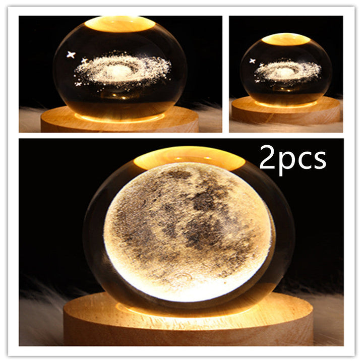 3D Galaxy Crystal Ball LED Nattlys | Luvikno