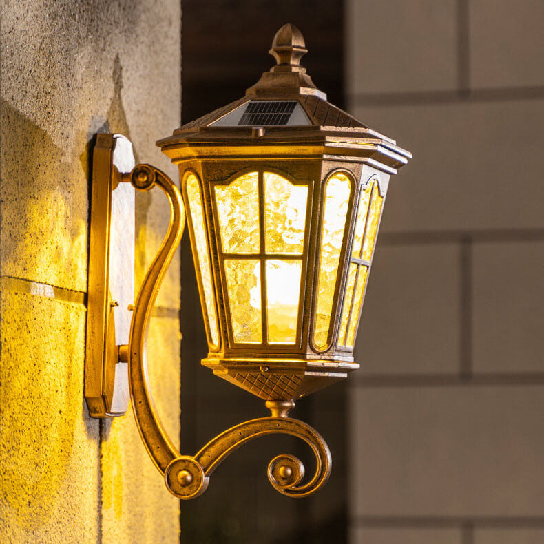 Europeisk sol utendørs lanterne aluminium glass vanntett 1-lykt vegg lampe | Luvikno