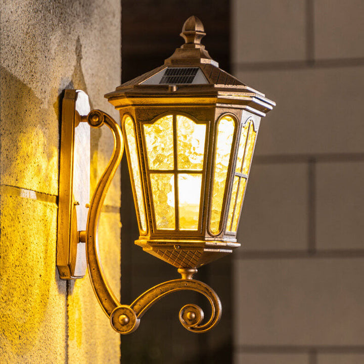 Europeisk sol utendørs lanterne aluminium glass vanntett 1-lykt vegg lampe | Luvikno