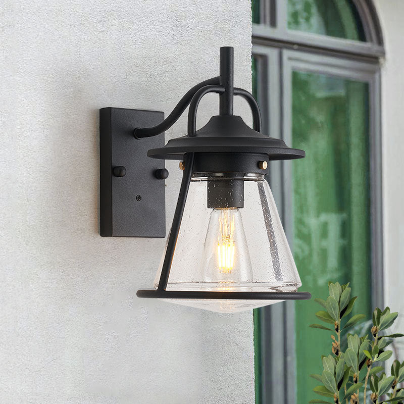 Vanntett Glass Cone Shade 1-Lys Utendørs Vegglampe | Luvikno