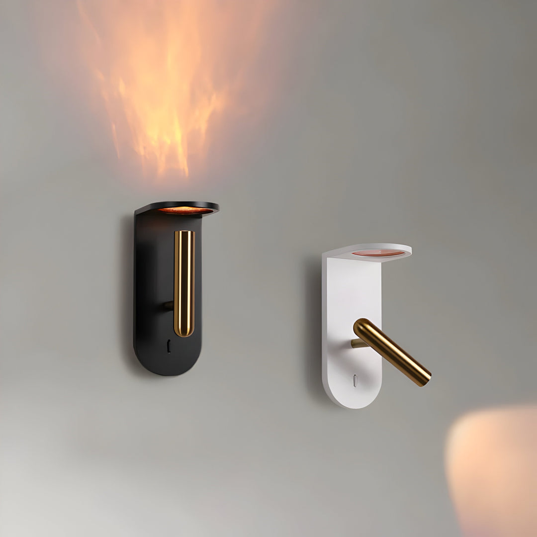 Justerbar nordisk LED-vegglampe med flammeeffekt Luvikno