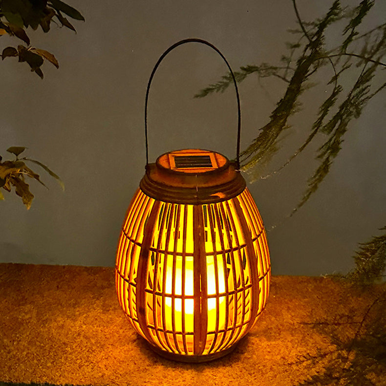 Moderne Art Deco Solrund Lantern Rattan LED Utendørs Landskapslys For Hage | Luvikno