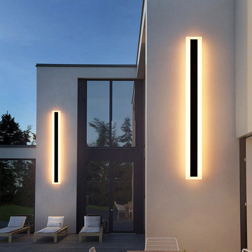 Moderne minimalistisk lang rektangulær aluminium akryl LED vegglampe for hage | Luvikno