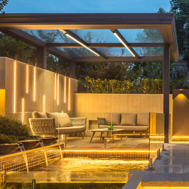 Moderne Minimalistisk Lang Rektangulær Aluminium PC LED Takmontert Lys For Utendørs Patio | Luvikno