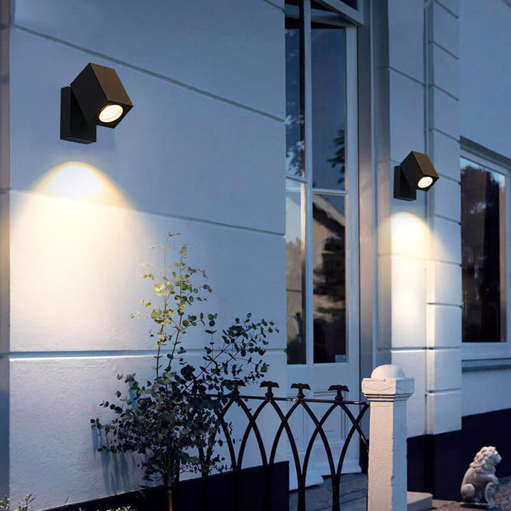 Moderne Utendørs Vanntett Firkantet Spotlight Justerbar Vinkel LED Hage Vegglampe | Luvikno