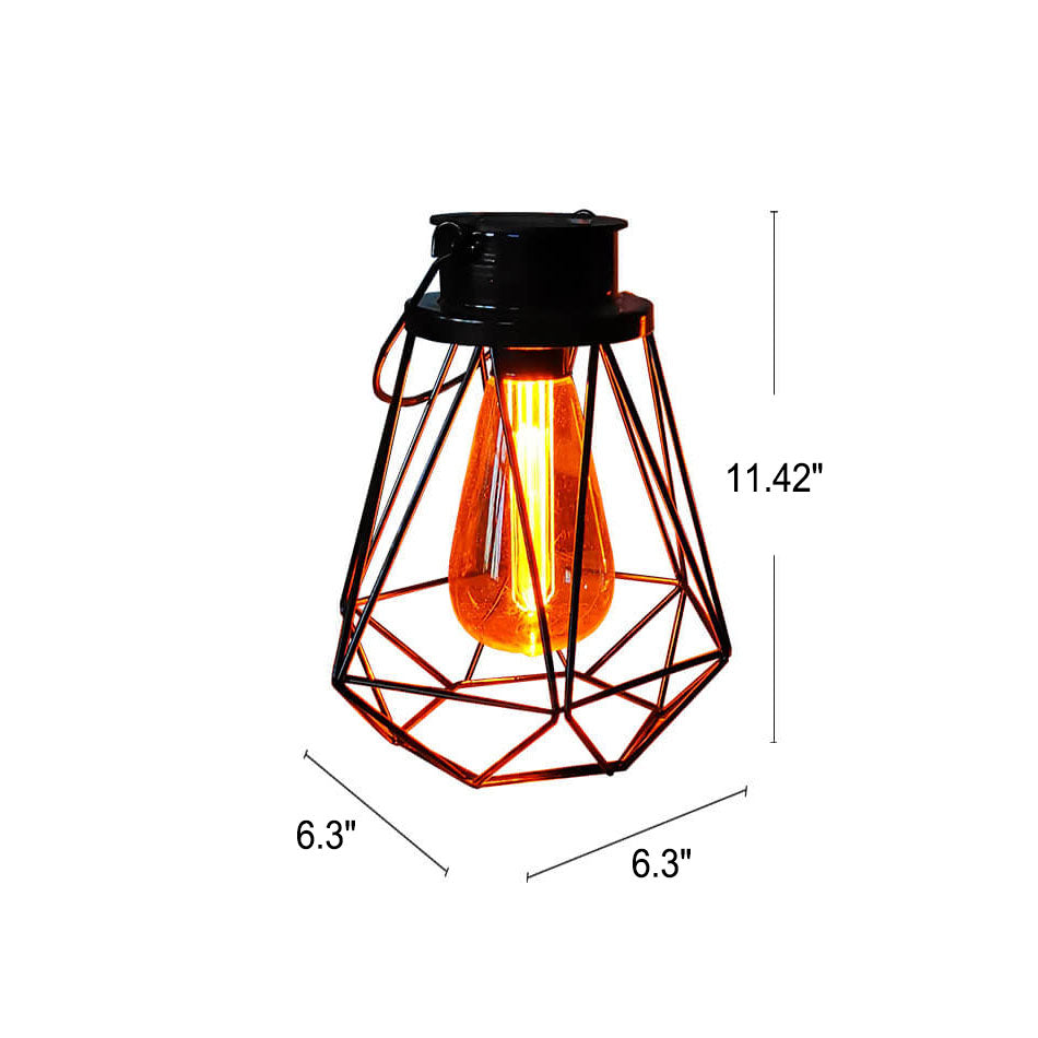 Solare Retro Jern Lanterne Geometri LED Dekorativ Utendørs Landskapslys | Luvikno