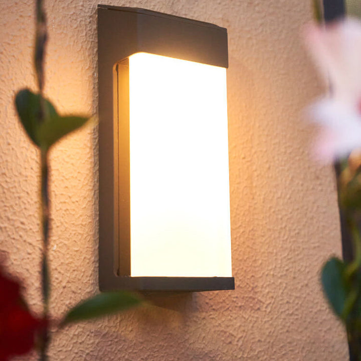 Solar Square Frosted Glass Vanntett Utendørs LED Vegglampe | Luvikno