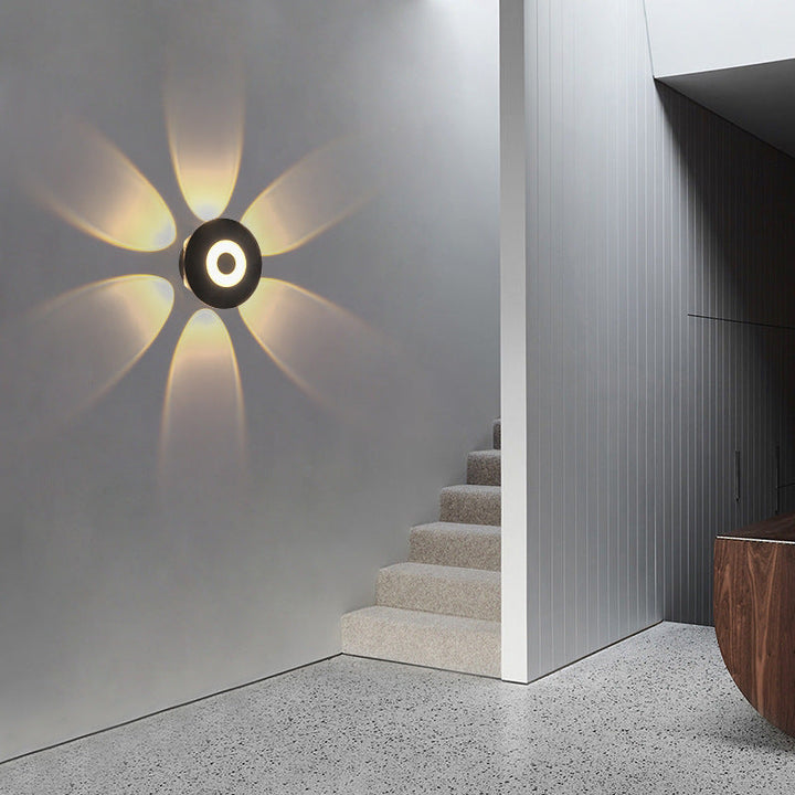 Moderne skandinavisk aluminium rund skjerm LED vegglampe for utendørs patio | Luvikno