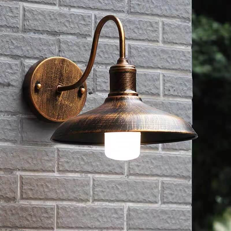 Retro Loft Dome Jern Utendørs Vanntett 1-Lyskilde Buet Arm Vegglampe | Luvikno