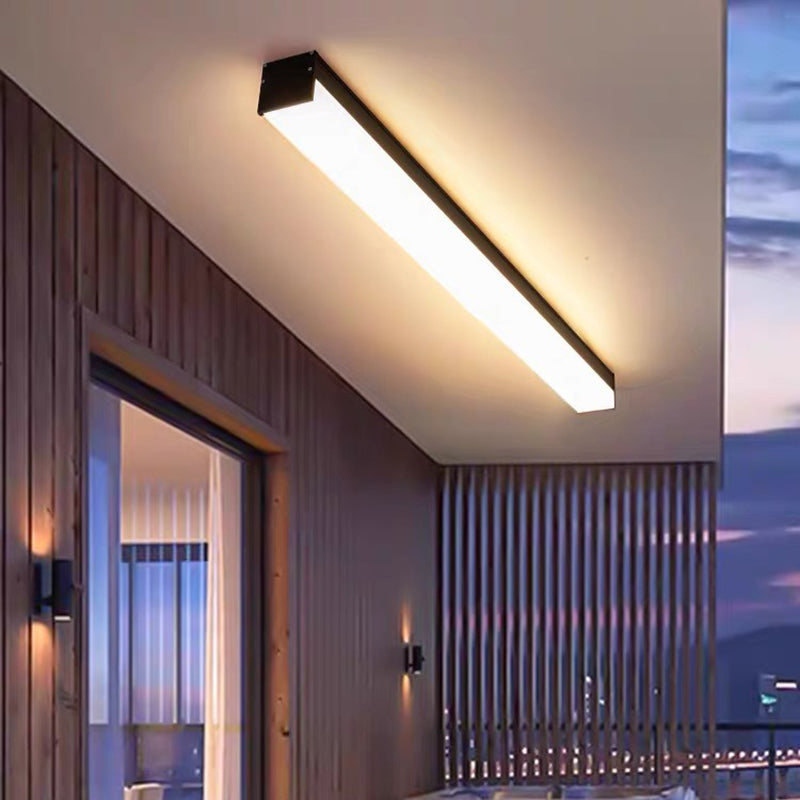 Moderne Minimalistisk Lang Rektangulær Aluminium PC LED Takmontert Lys For Utendørs Patio | Luvikno