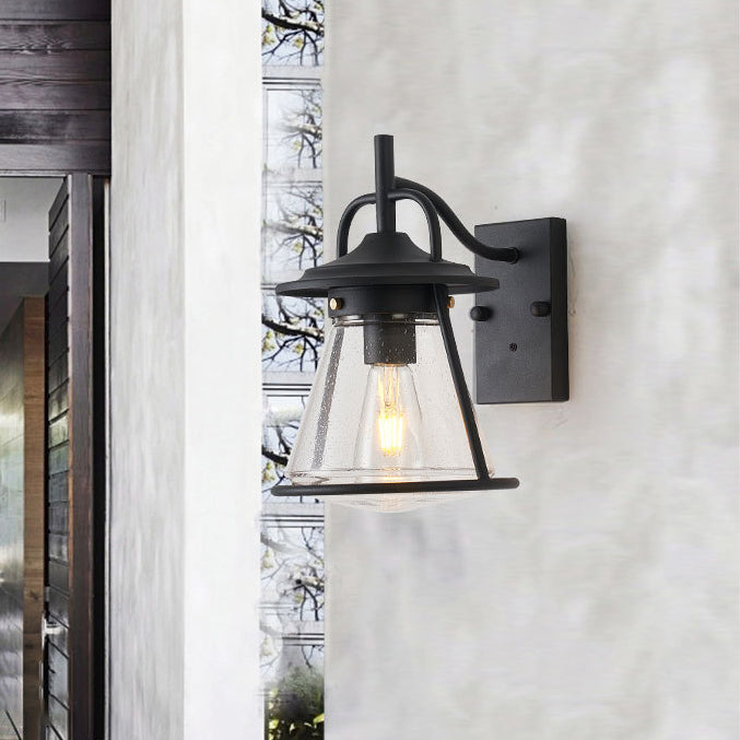 Vanntett Glass Cone Shade 1-Lys Utendørs Vegglampe | Luvikno