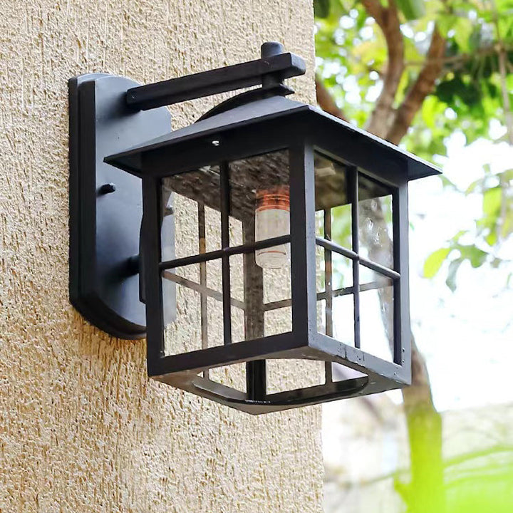 Moderne Enkelhet Vanntett Aluminium Kvadratisk Glass Skjerm 1-Lys Vegglampe For Utendørs Patio | Luvikno