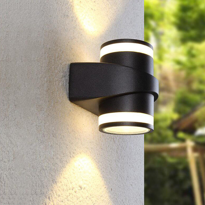 Moderne Sylinderformet Die-Cast Aluminium LED Vanntett Utendørs Hage Vegglampe | Luvikno