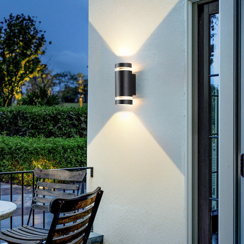 Samtidig industriell vanntett aluminiumsylinder LED opp og ned lyssterk spotlight vegglampe for utendørs terrasse | Luvikno