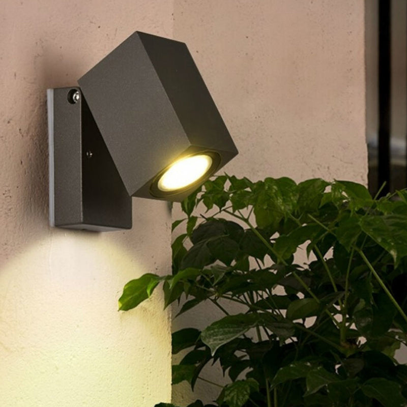Moderne Enkelthet Vanntett Justerbar Vinkel Kvadrat Aluminium LED Vegglampe For Utendørs Terasse | Luvikno