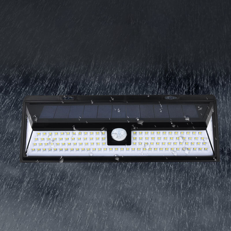Moderne svart rektangulær menneskelig sensor solvarmvanntett utendørs hage LED vegglampe | Luvikno