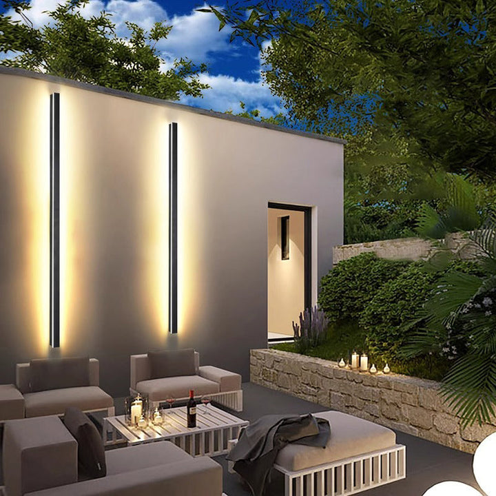 Moderne minimalistisk lang rektangulær aluminium akryl LED vegglampe for hage | Luvikno