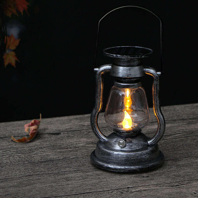 Solar Retro Kerosene Lampe Hest Lampe LED Utendørs Hage Patio Dekorasjon Bærbar Flamme Stearinlys Lys | Luvikno