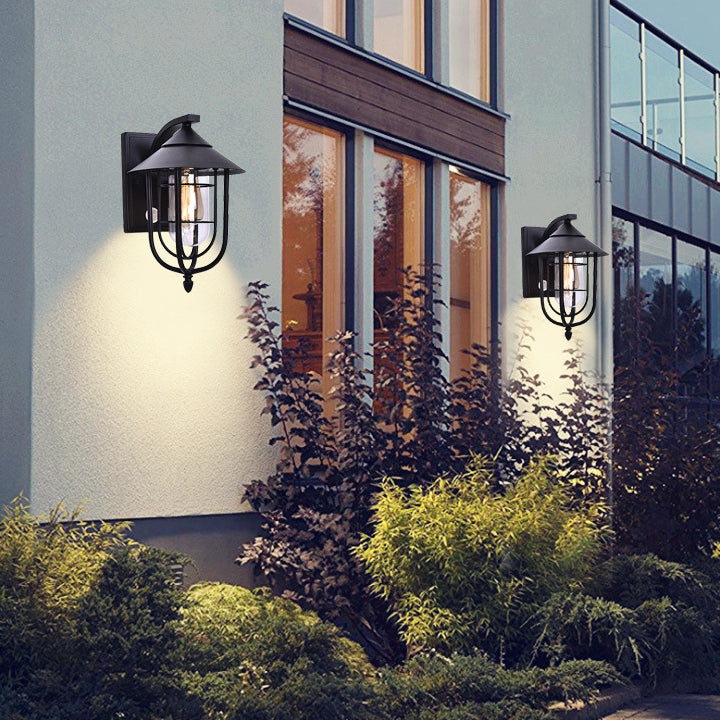 Moderne industriell jern vanntett menneskekroppssensor 1-lampe utendørs vegglampe for utendørs terrasse | Luvikno