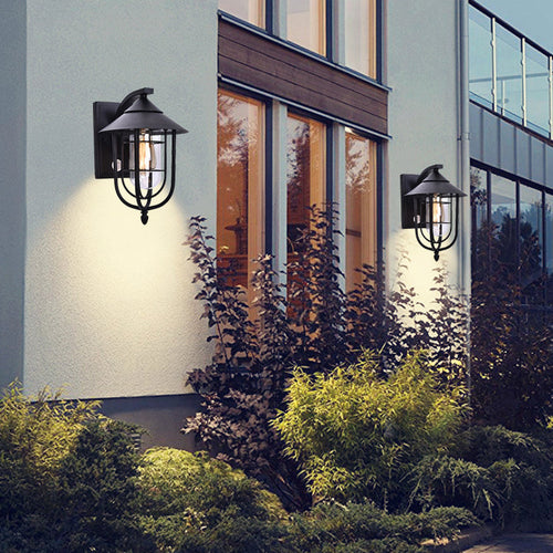 Moderne industriell jern vanntett menneskekroppssensor 1-lampe utendørs vegglampe for utendørs terrasse | Luvikno