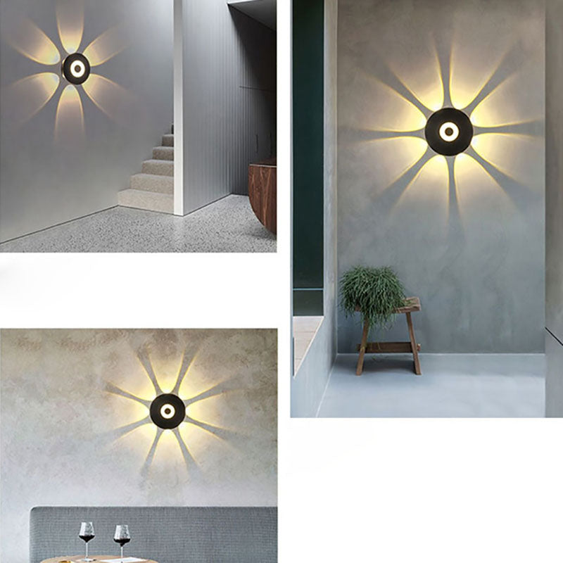 Moderne skandinavisk aluminium rund skjerm LED vegglampe for utendørs patio | Luvikno