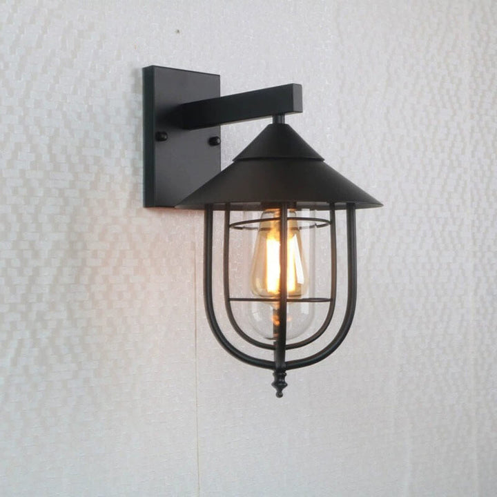 Vintage industriell jern lanterne innendørs utendørs 1-lys vegglampe | Luvikno