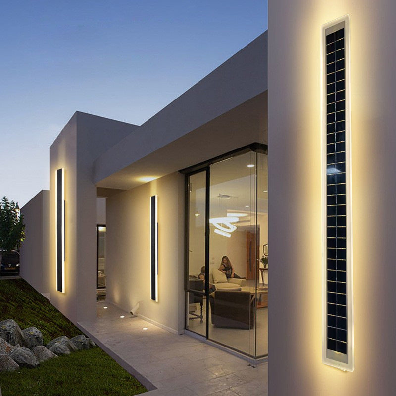 Minimalist Utendørs Solrektangulær Strip Vanntett Patio LED Vegglampe | Luvikno