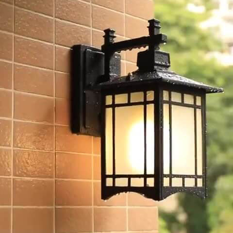 Moderne vanntette solcelle aluminiums kinesisk paviljong form 1-ledd vegglampe | Luvikno