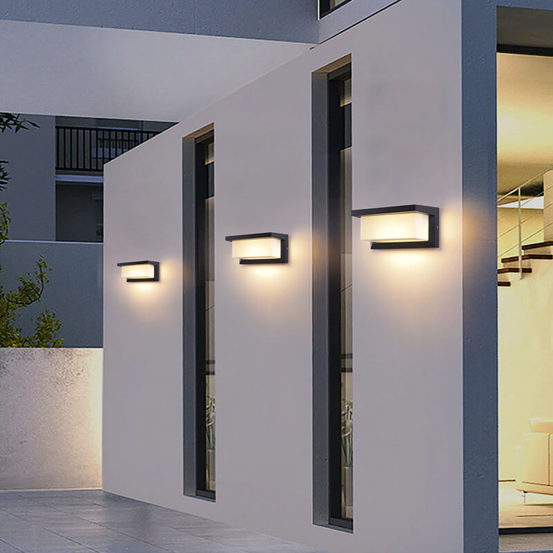 Moderne minimalistiske solrektangel PC LED utendørs vegglampe for utendørs patio | Luvikno