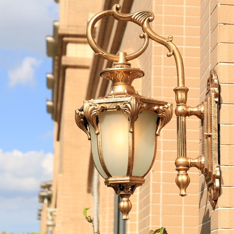 Europeisk Retro Aluminium Glass Utskåret Lantern 1-Lys Utendørs Vanntett Vegglampe | Luvikno