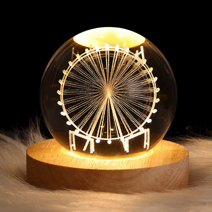 3D Galaxy Crystal Ball LED Nattlys | Luvikno