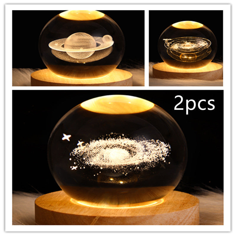 3D Galaxy Crystal Ball LED Nattlys | Luvikno