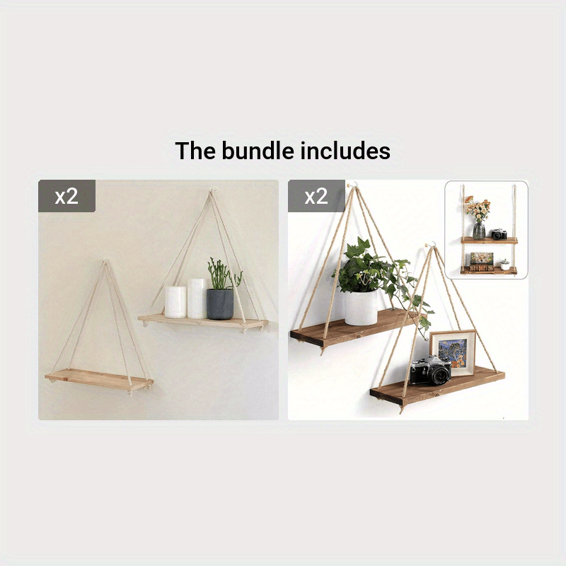 DecoShelf - Elegant flytende hylle med justerbar taubolle
