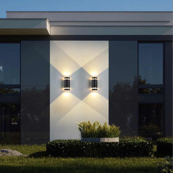 Samtidig industriell vanntett aluminiumsylinder LED opp og ned lyssterk spotlight vegglampe for utendørs terrasse | Luvikno