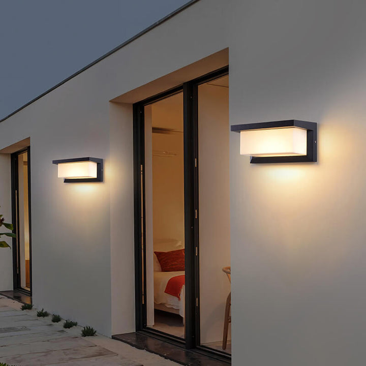 Moderne minimalistiske solrektangel PC LED utendørs vegglampe for utendørs patio | Luvikno