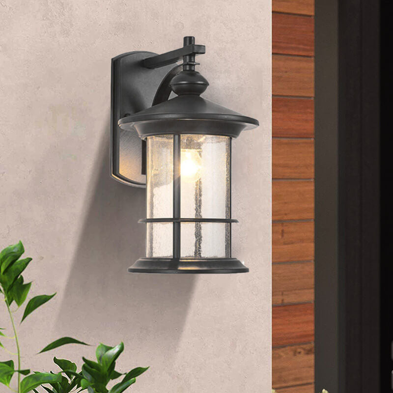 Industrial Vintage Bubble Glass Column 1-Light Utendørs Vanntett Vegglampe | Luvikno