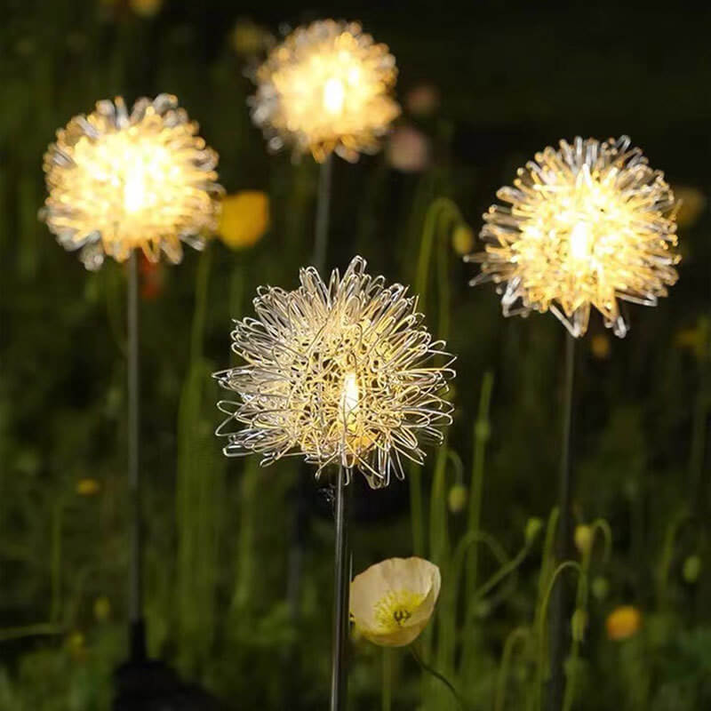 Solar Dandelion Aluminiumtråd Globe Lys LED Utendørs Vanntett Luminøs Hageinnsetting Bakkelys Landskapslys | Luvikno